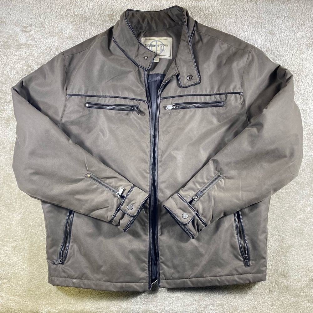 Boston Harbour  Men’s Bomber Jacket Extra Large, Brown PU Coated Used #71